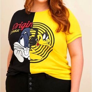 ❤️NWT VINTAGE TORRID TEE LOONEY TUNES BUGS BUNNY TEE DAFFY COLOR BLOCK TEE